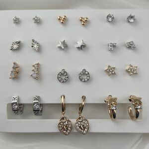 Multi Stud Earring Set | Stars, Hearts, Florals & Small Hoops | Mixed Metal